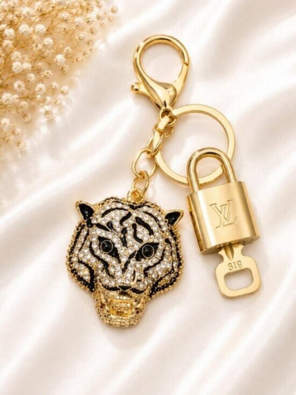 Authentic LV Gold Padlock & Key 🔑 Bag Charm / Unbranded Keychain Combo